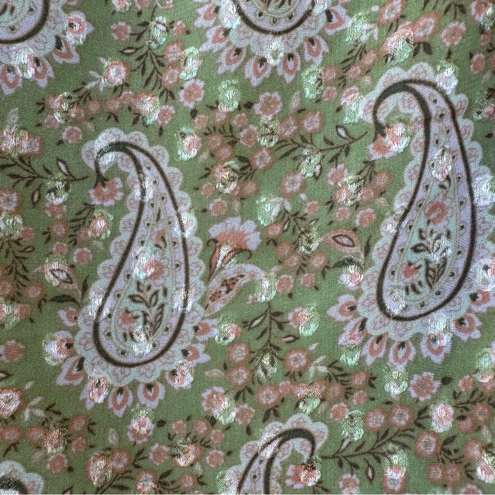 DR2 Paisley Floral Peasant Blouse XL Sage Green Boho Ruffle NWT - Picture 11 of 14